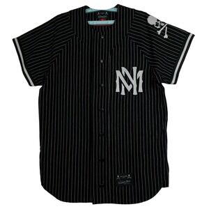 Mastermind World Mitchell & Ness Large Baseball Jersey Black White Pinstripe New